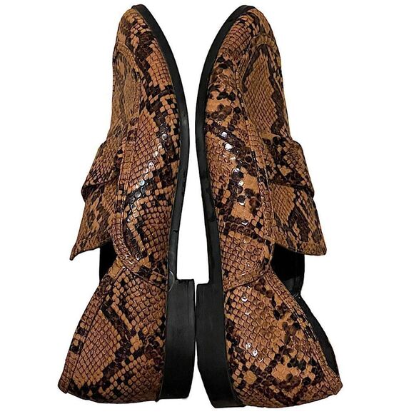 Zara Trafaluc Brown Tan Slip On Faux Snakeskin Loafers Sz 36 - Picture 6 of 8
